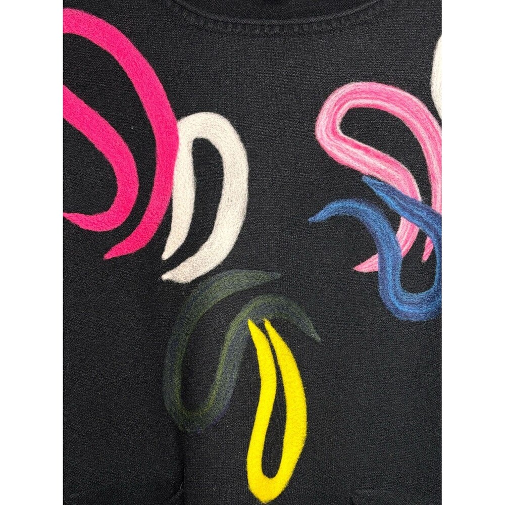 Joseph Ribkoff Black Embroidered Swirl Holiday Festive Cozy Comfy Sweater L - Picture 4 of 8